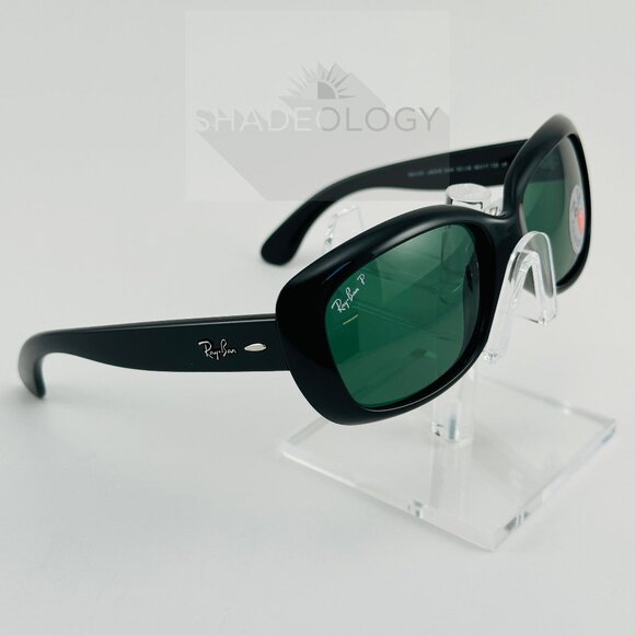 NEW Ray-Ban Jackie Ohh Sunglasses Green Polarized Lens Black Frame RB4101 58-17 - Picture 3 of 6